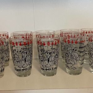 " How Dry I am" Vintage  Barware Drinkware Glasses set of 10